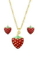 Lily Nily Kids' Strawberry Pendant Necklace & Stud Earrings Set in Gold/red at Nordstrom