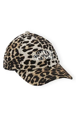 Ganni Organic Cotton Baseball Cap in Leopard at Nordstrom