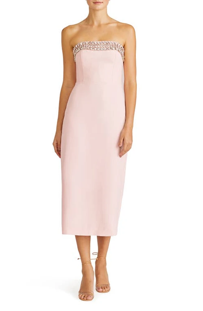 ML Monique Lhuillier Milana Strapless Midi Cocktail Dress Pearl Pink at Nordstrom,