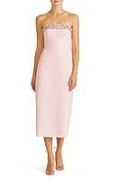 ML Monique Lhuillier Milana Strapless Midi Cocktail Dress Pearl Pink at Nordstrom,