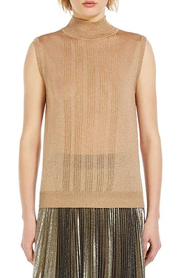 Weekend Max Mara Rodesia Metallic Turtleneck Sweater Gold at Nordstrom,