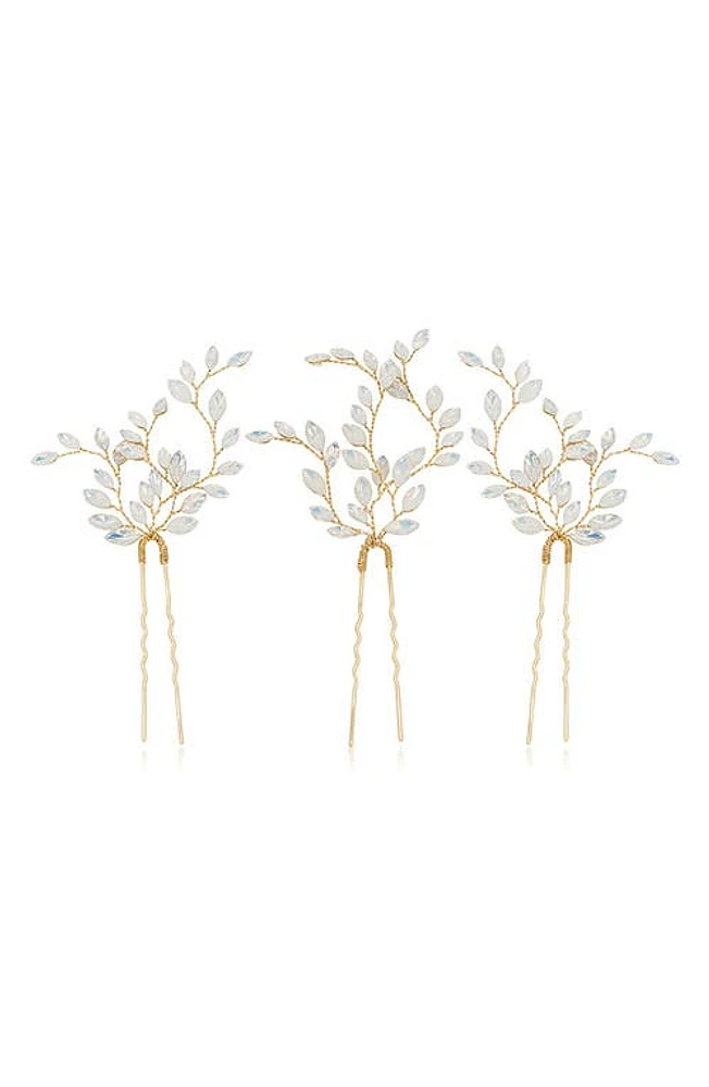 Brides & Hairpins Evin Set of 3 Opal Hair Pins in Gold at Nordstrom