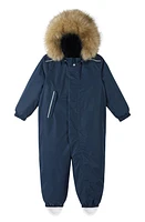 Reima tec Gotland Waterproof Insulated Snow Bib Overalls with Faux Fur Trim in Navy at Nordstrom, Size 12-18M