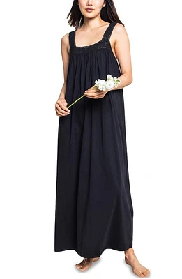 Petite Plume Camille Luxe Pima Cotton Nightgown Black at Nordstrom,