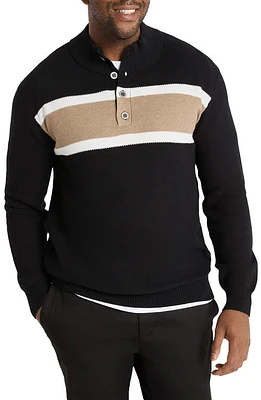 Johnny Bigg Keating Colorblock Stripe Cotton Henley Sweater Black at Nordstrom,