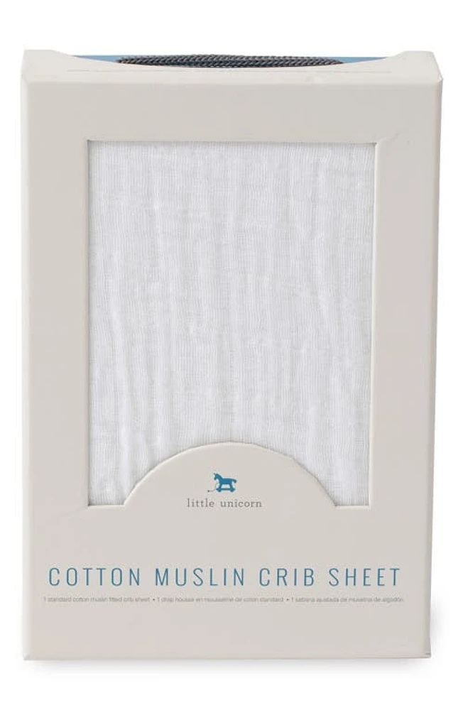 little unicorn Cotton Muslin Crib Sheet in White at Nordstrom