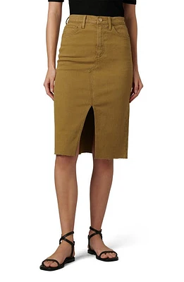 Joe's The Joplin Raw Hem Midi Denim Skirt in Gothic Olive at Nordstrom, Size 23