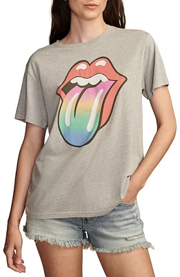 Lucky Brand Rolling Stones Rainbow Tongue Graphic T-Shirt Light Heather Gray at Nordstrom,