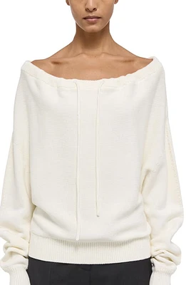 Helmut Lang Organic Cotton Drawstring Neck Sweater Ivory at Nordstrom,