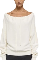 Helmut Lang Organic Cotton Drawstring Neck Sweater Ivory at Nordstrom,