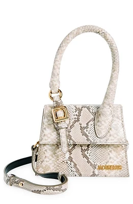 Jacquemus Le Chiquito Moyen Snakeskin Embossed Leather Top Handle Bag in Beige 150 at Nordstrom