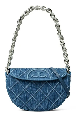 Tory Burch Mini Fleming Soft Denim Crescent Bag at Nordstrom