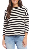 Karen Kane Stripe Rib Stretch Cotton Top Cream/Black at Nordstrom