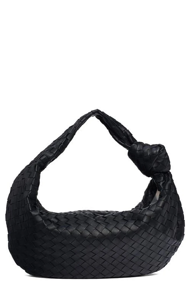 Bottega Veneta BV Jodie Leather Hobo Bag in 8425 Black-Gold at Nordstrom