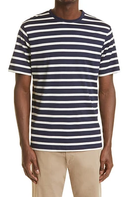 Sunspel Stripe Crewneck T-Shirt Navy/Ecru Breton at Nordstrom,