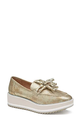 Johnston & Murphy Gracelyn Tassel Loafer Gold Metallic Suede at Nordstrom,