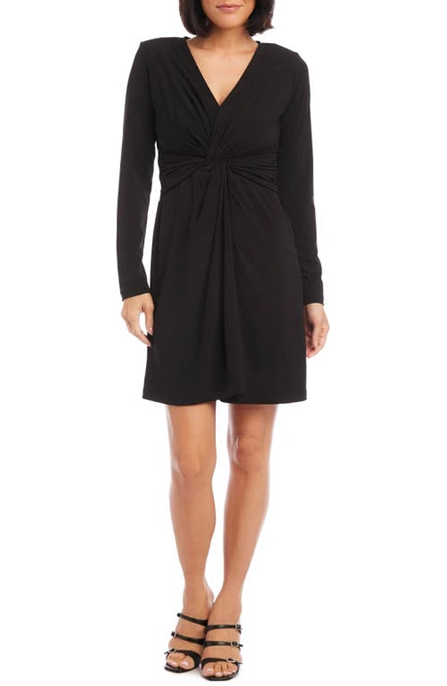 Karen Kane Twist Front Long Sleeve Sheath Dress Black at Nordstrom