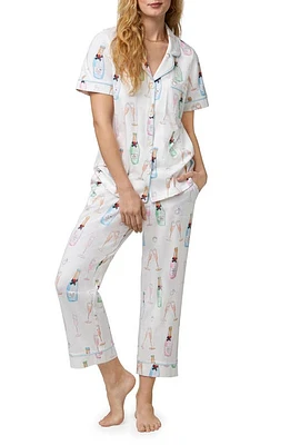 BedHead Pajamas Print Crop Organic Cotton Knit Champagne Wedding at Nordstrom,