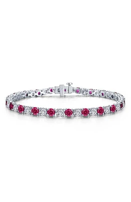 Lafonn Alternating Simulated Diamond Tennis Bracelet in Red/Silver at Nordstrom, Size 7.25