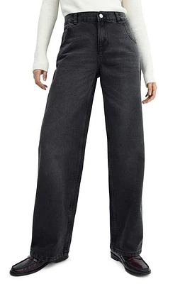 MANGO Wide Leg Jeans Black Denim at Nordstrom,