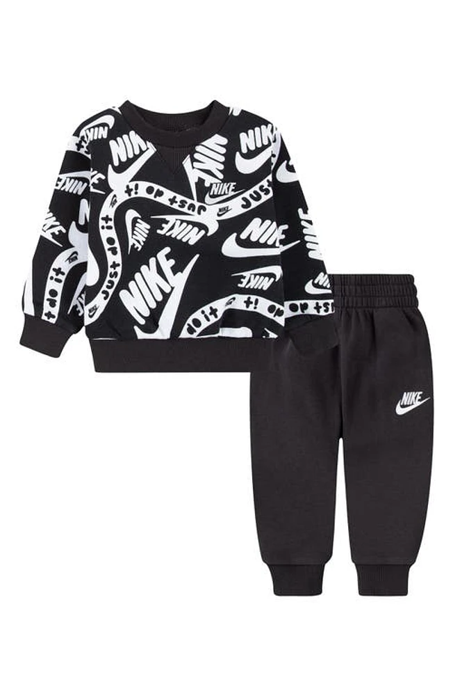 Nike Sportswear Club Crewneck Sweatshirt & Joggers Set Black at Nordstrom,