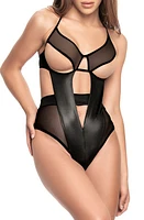 Mapale Mesh Cutout Bodysuit Black at Nordstrom