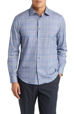 Bugatchi James OoohCotton Plaid Button-Up Shirt Air-Blue at Nordstrom,