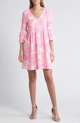 Lilly Pulitzer Jannie V-Neck Three-Quarter Sleeve Dress Resort White at Nordstrom,