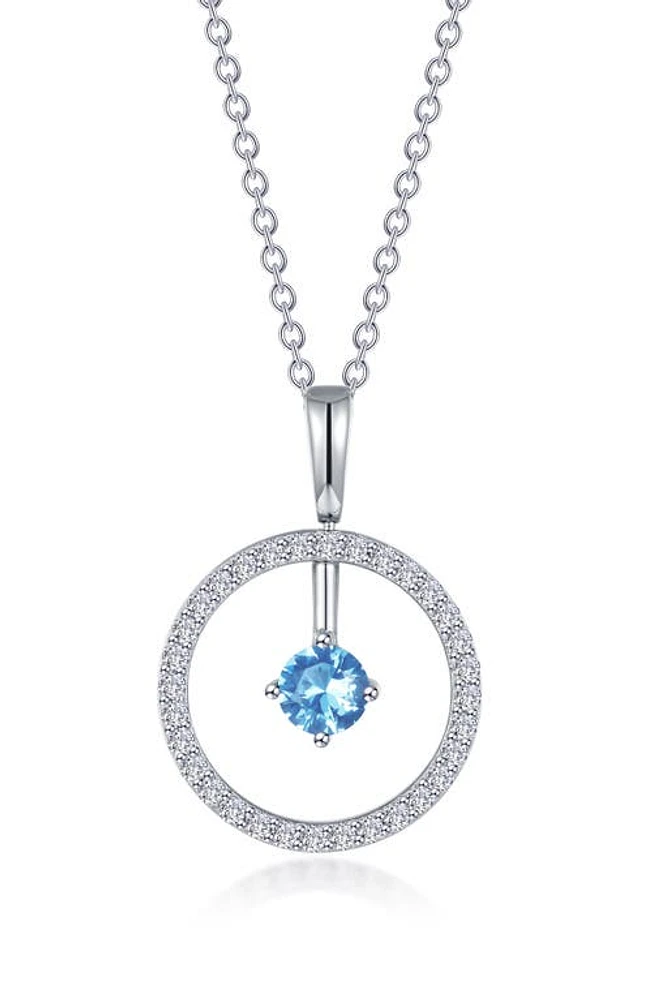 Lafonn Simulated Diamond Lab-Created Birthstone Reversible Pendant Necklace in Light Blue/December at Nordstrom, Size 20