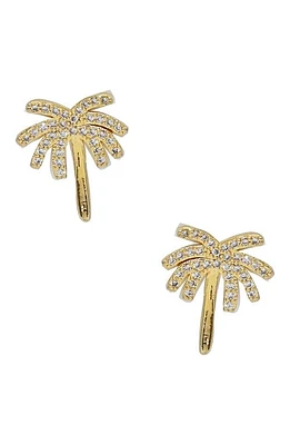 Ettika Crystal Palm Tree Stud Earrings in Gold at Nordstrom