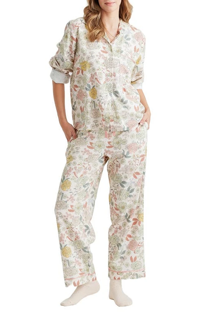 Papinelle Karolina Floral Print Sateen Pajamas in Soft Cinnamon at Nordstrom, Size X-Small