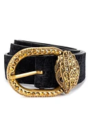 Kurt Geiger London Croc Embossed Velvet Belt Black/antique Brass at Nordstrom,