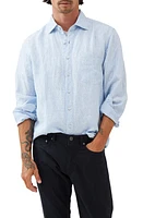 Rodd & Gunn Harvest Avenue Sports Fit Dobby Pinstripe Linen Button-Up Shirt Sky at Nordstrom,