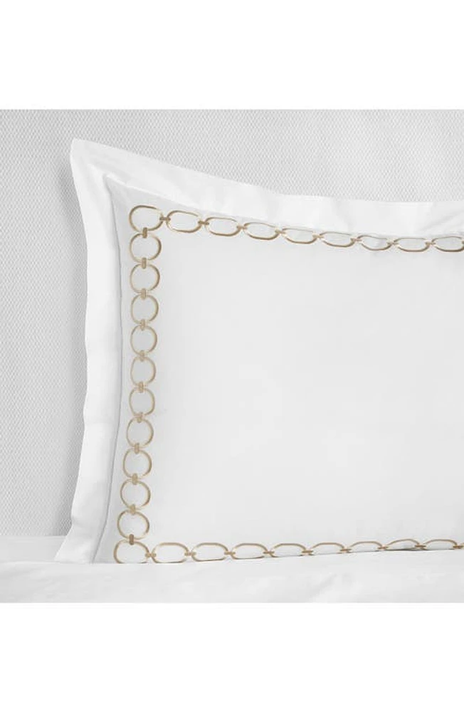 SFERRA Catena Cotton Percale Boudoir Pillow Sham in White/Sand at Nordstrom