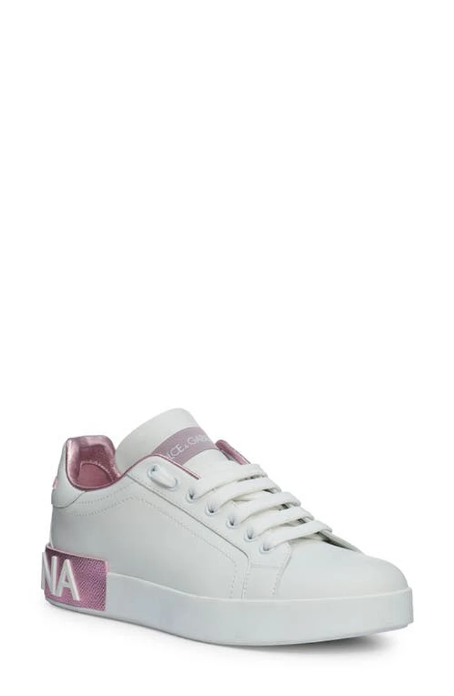 Dolce & Gabbana Portofino Platform Sneaker White/Pink at Nordstrom,