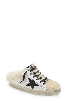 Golden Goose Genuine Shearling Trim Mule in White/Beige/Black at Nordstrom, Size 7Us