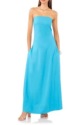 1.STATE Strapless Linen Blend Maxi Dress in Laguna Mist Blue at Nordstrom, Size Large