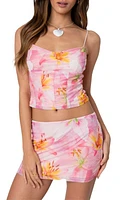 EDIKTED Stassi Floral Crop Top Pink at Nordstrom,