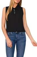 CeCe Embroidered Ruffle Collar Sleeveless Shirt at Nordstrom,