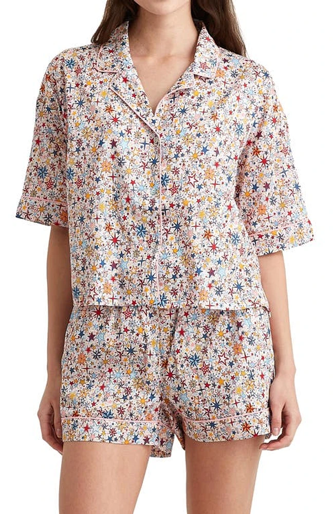 Papinelle Holiday Stars Cotton Sateen Short Pajamas White at Nordstrom,