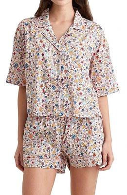 Papinelle Holiday Stars Cotton Sateen Short Pajamas White at Nordstrom,