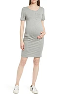 Angel Maternity Short Sleeve Henley Dress Marl Grey at Nordstrom,