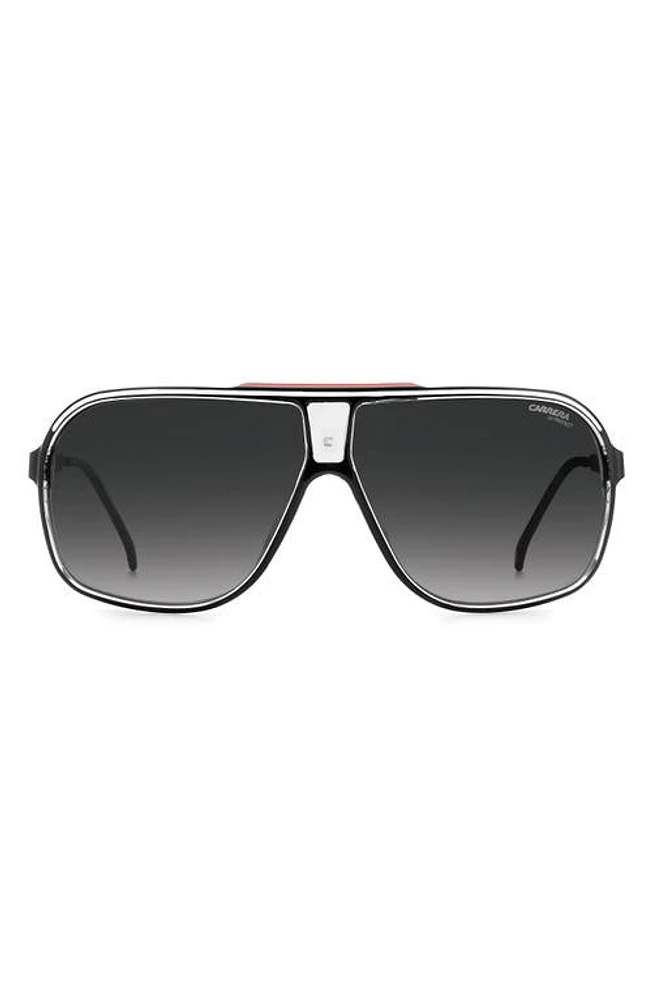 Carrera Eyewear Grand Prix 64mm Polarized Navigator Sunglasses in Black Red/Grey Shaded at Nordstrom