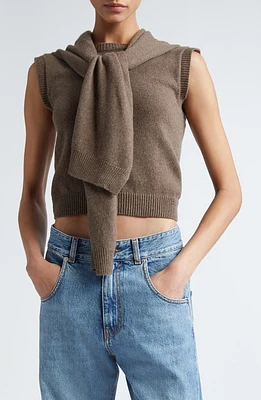 Commission Tie Neck Cashmere & Wool Sweater Tank in Bark at Nordstrom, Size Large