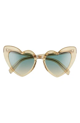 Saint Laurent Loulou 54mm Heart Sunglasses in Yellow/Green at Nordstrom