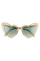 Saint Laurent Loulou 54mm Heart Sunglasses in Yellow/Green at Nordstrom