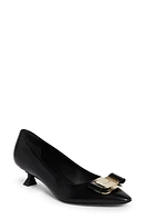 FERRAGAMO Zelma Bow Kitten Heel Pointed Toe Pump Black at Nordstrom,