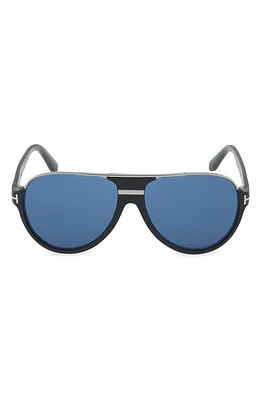 TOM FORD 'Dimitry' 59mm Aviator Sunglasses in Shiny Palladium /Blue at Nordstrom