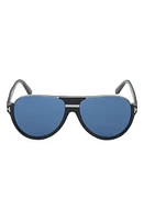 TOM FORD 'Dimitry' 59mm Aviator Sunglasses in Shiny Palladium /Blue at Nordstrom