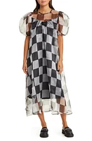 Dressed Lala Star Energy Plaid Organza Dress Black White Check at Nordstrom,